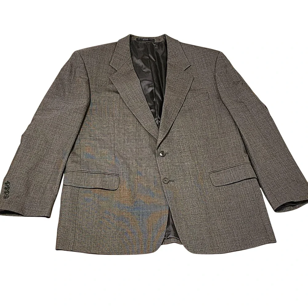 Jones New York Sport Coat Mens 46 Brown Wool Check Tweed Two Button Blazer